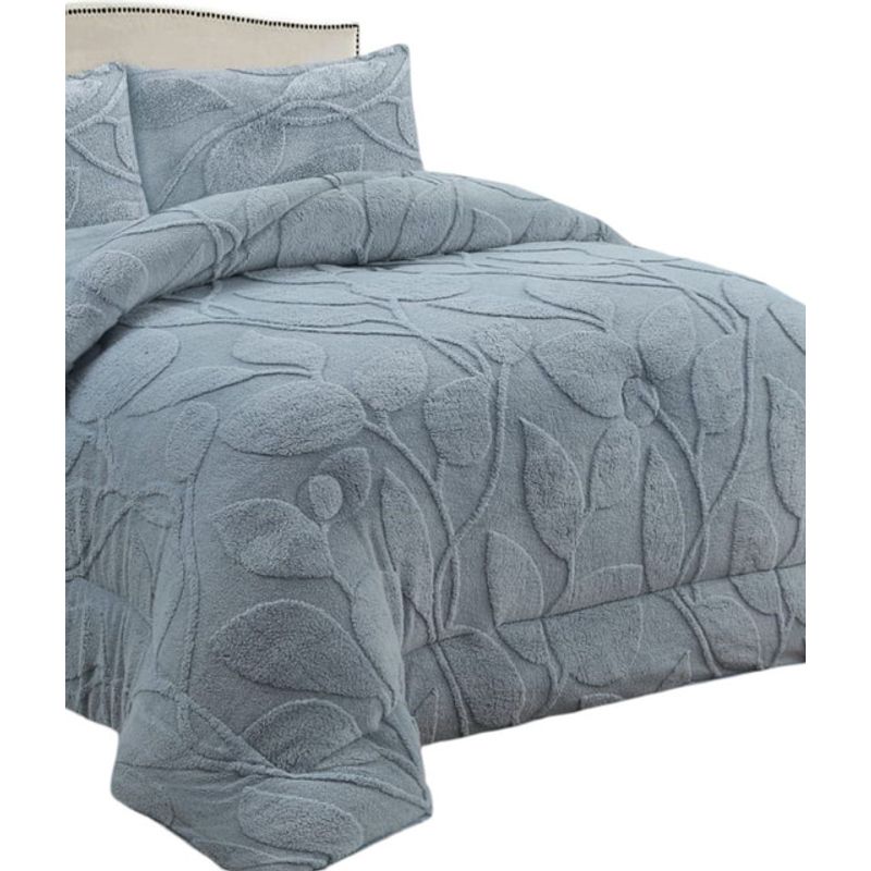 GENERICO - CUBRECAMA CHIPORRO DE INVIERNO DISEÑO HOJAS 2 PLAZAS GRIS