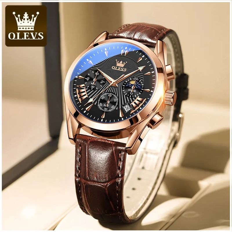 STARTECHOFFICE - Reloj Cronógrafo de Lujo para Hombre con Correa de Cuero Clásico