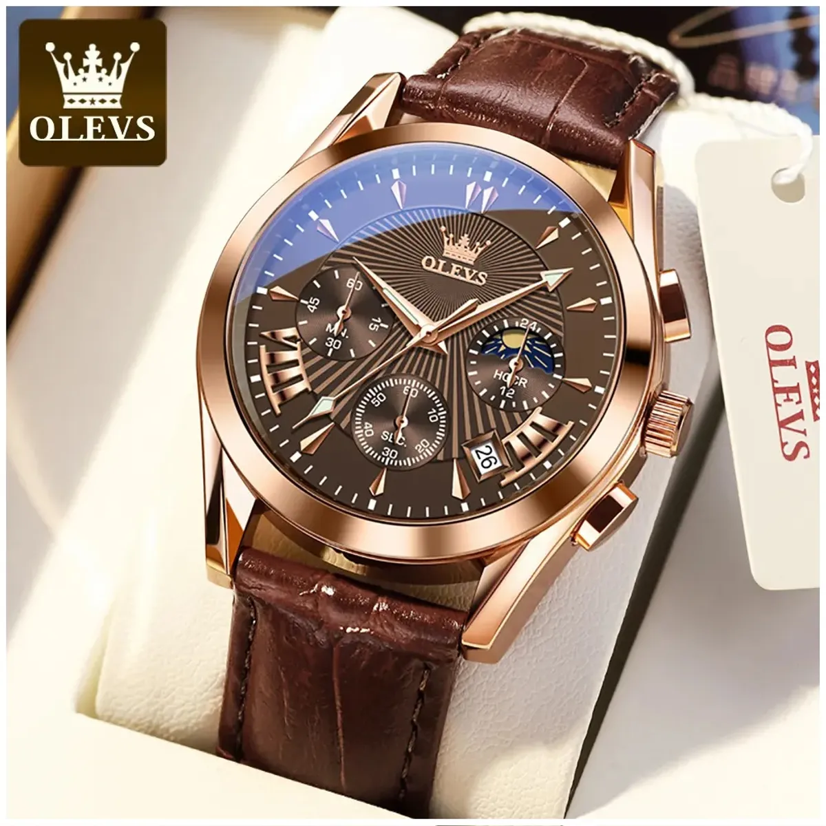 STARTECHOFFICE - Reloj Cronógrafo de Lujo para Hombre con Correa de Cuero Clásico