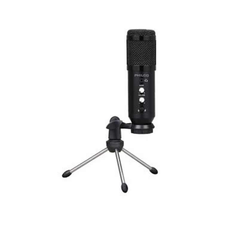 PHILCO - Set Micrófono Con Soporte Y Anti-Pop Philco USB - Negro