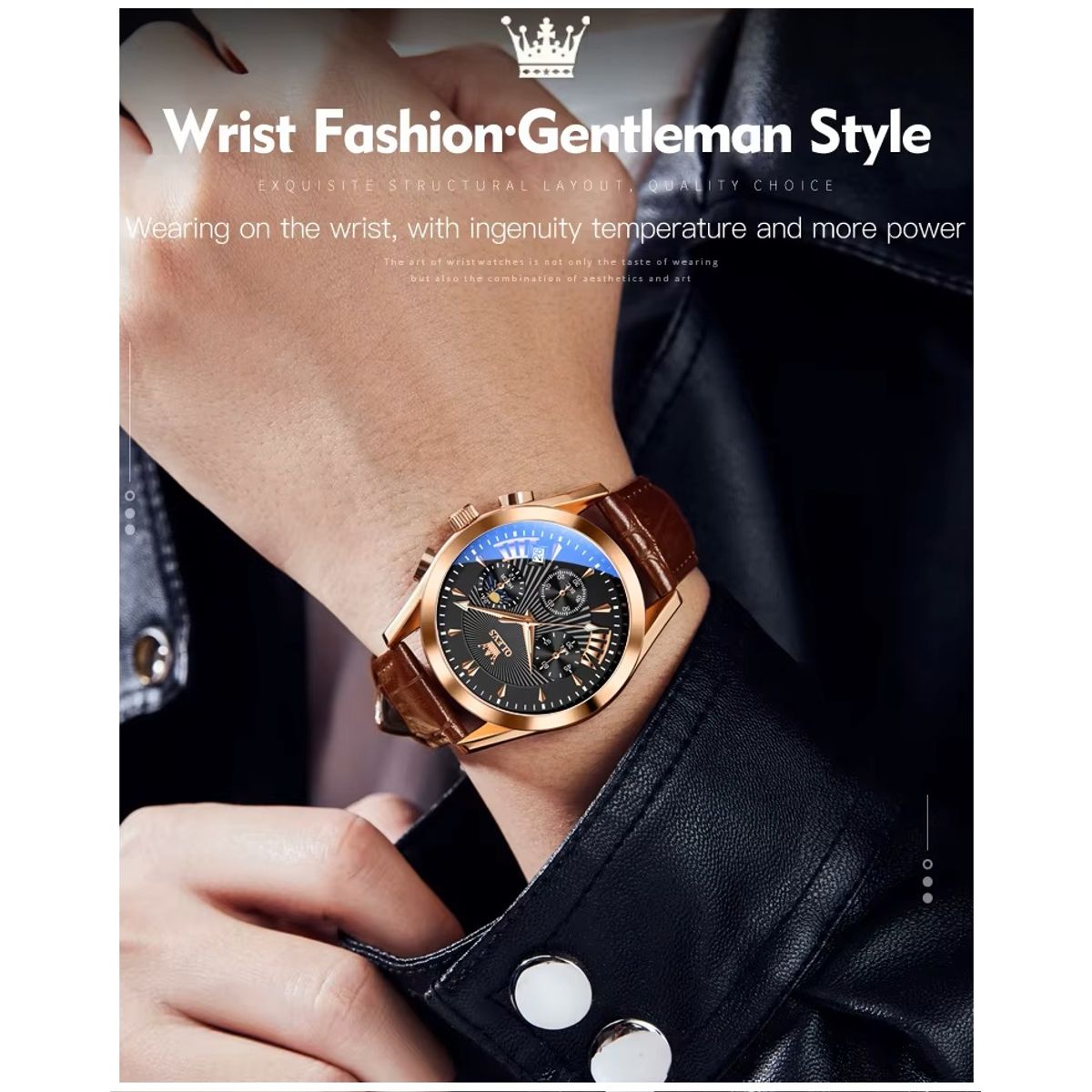 STARTECHOFFICE - Reloj Masculino de Alta Precisión Estilo Ejecutivo Cronógrafo Correa Cuero Resistente al agua 30m