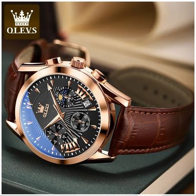 Imagen 2 del producto Reloj Masculino de Alta Precisión Estilo Ejecutivo Cronógrafo Correa Cuero Resistente al agua 30m