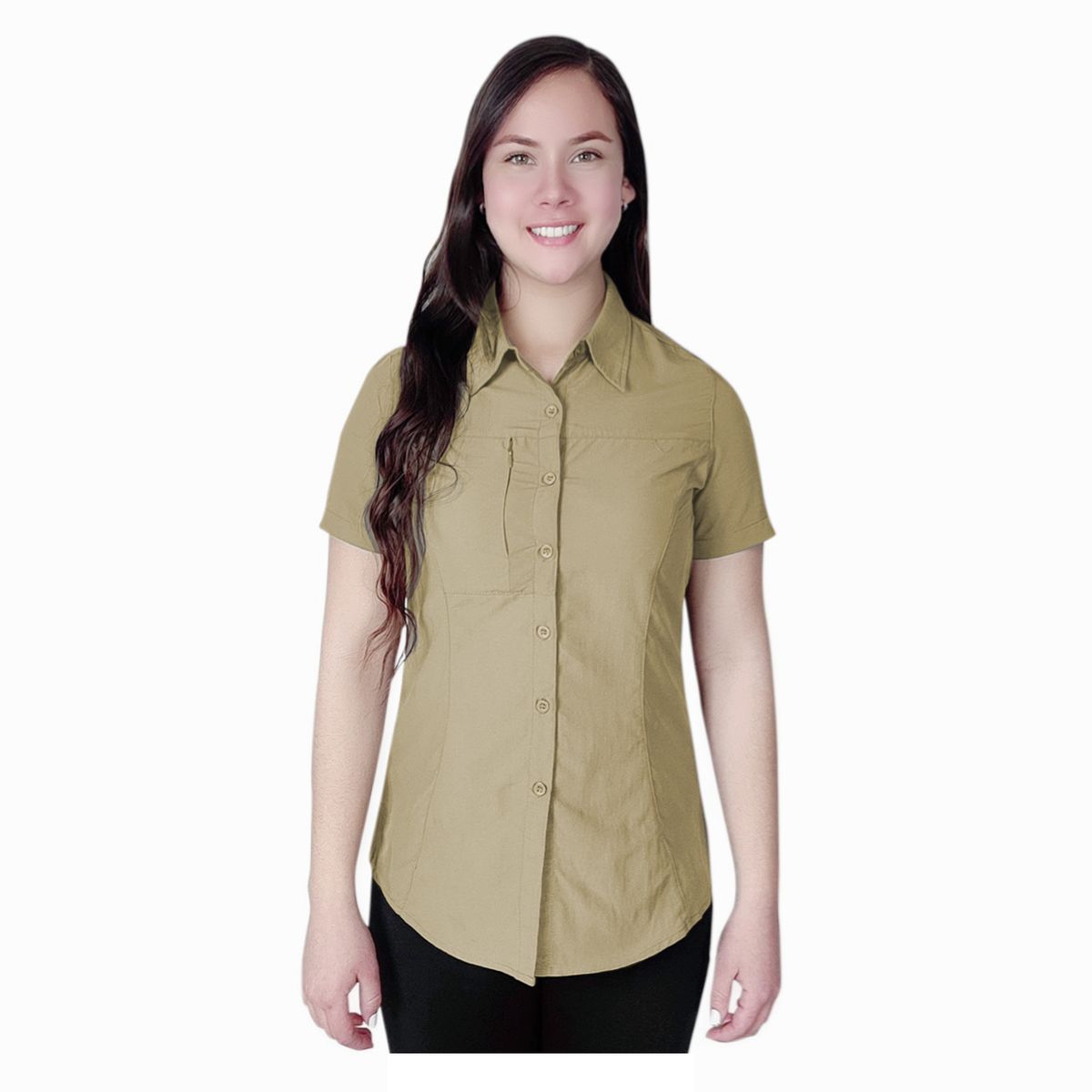 ANDESLAND OUTDOOR APPAREL - Blusa Trekking Ripstop Manga Corta UPF50 Fénec Beige Mujer