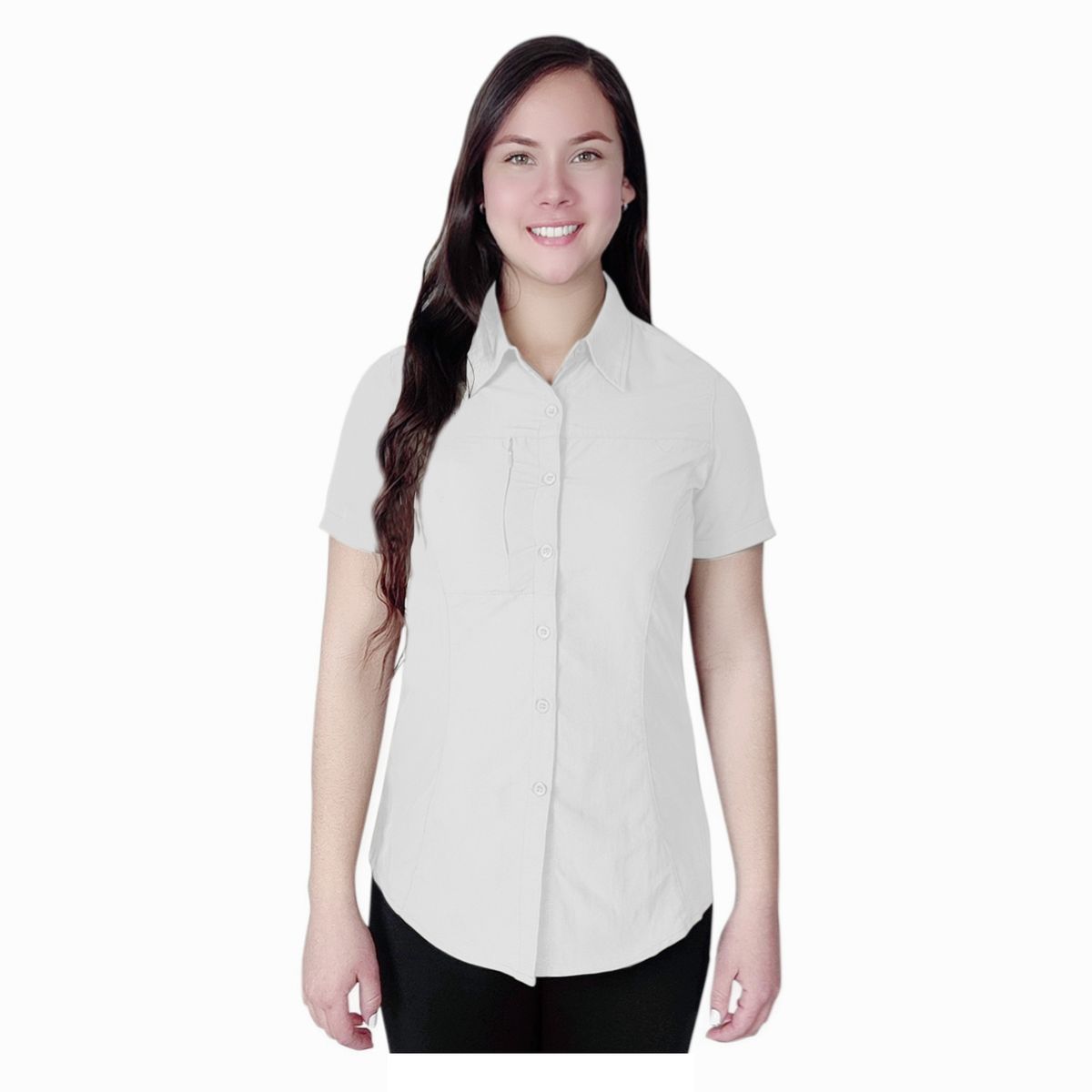 ANDESLAND OUTDOOR APPAREL - Blusa Trekking Ripstop Manga Corta UPF50 Fénec Blanco Mujer