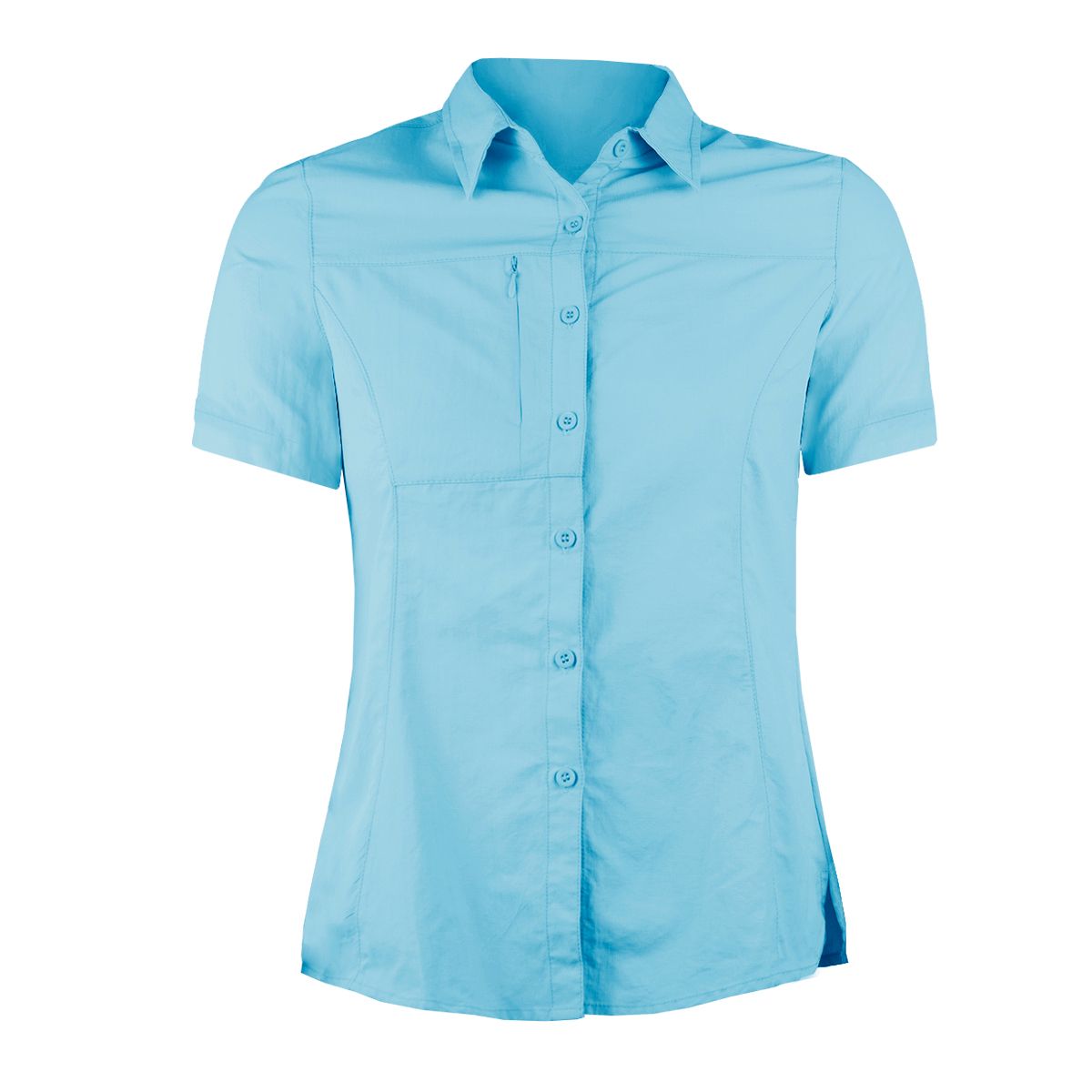 ANDESLAND OUTDOOR APPAREL - Blusa Trekking Ripstop Manga Corta UPF50 Fénec Celeste Mujer