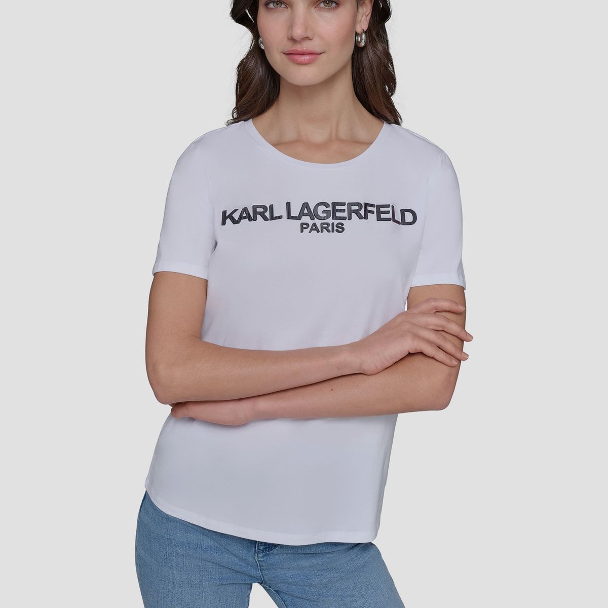 KARL LAGERFELD - Polera con logo irridescent