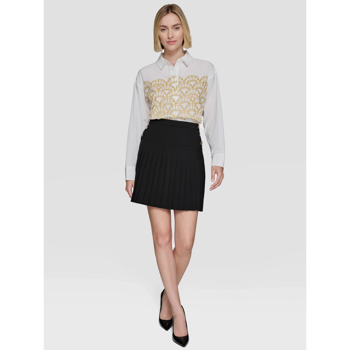 KARL LAGERFELD - Camisa brillante con lentejuelas y diseño de abanico