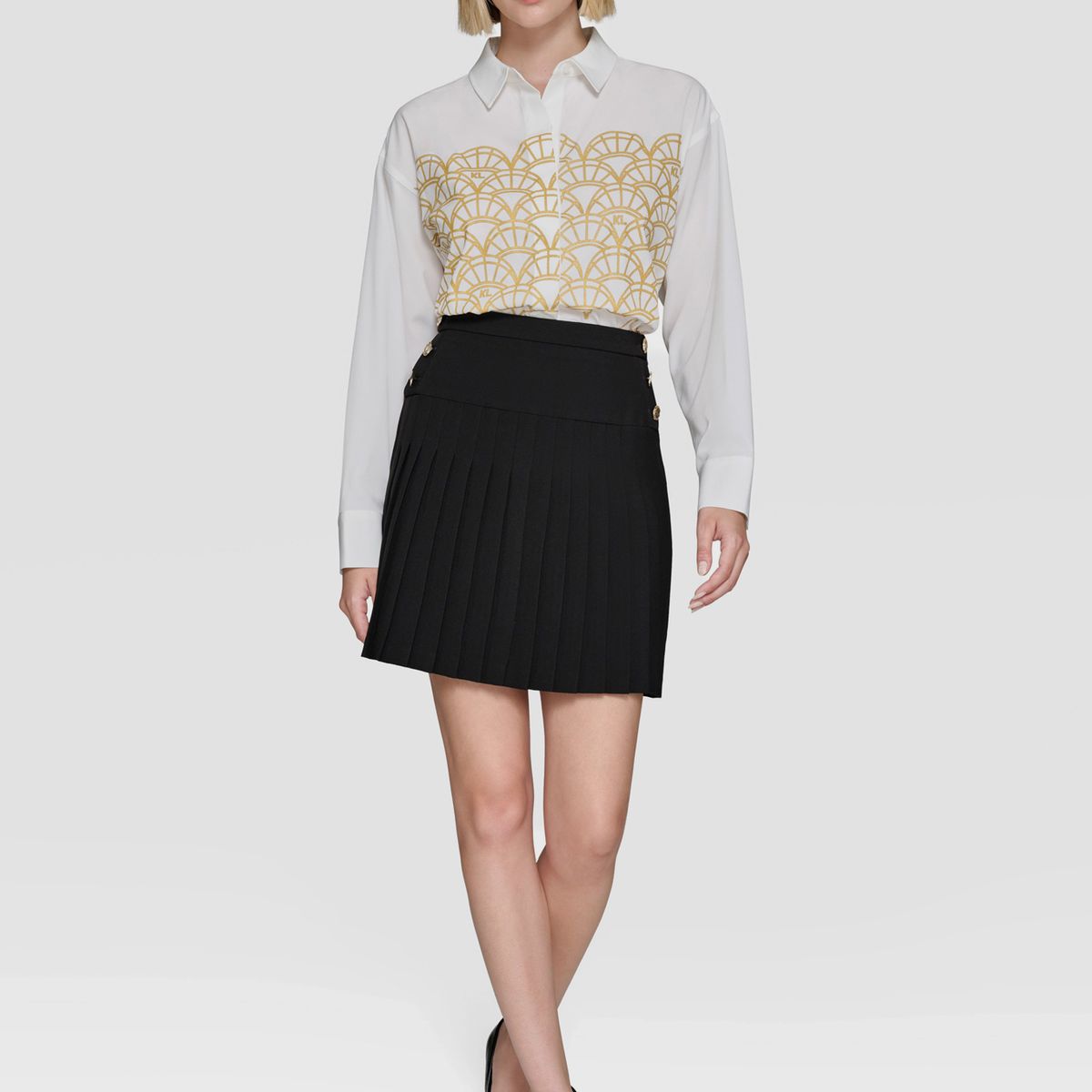 KARL LAGERFELD - Camisa brillante con lentejuelas y diseño de abanico