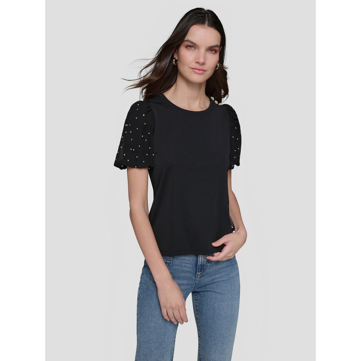 KARL LAGERFELD - Blusa con mangas abullonadas y pedrería