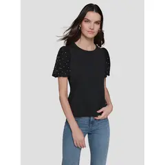 KARL LAGERFELD - Blusa con mangas abullonadas y pedrería