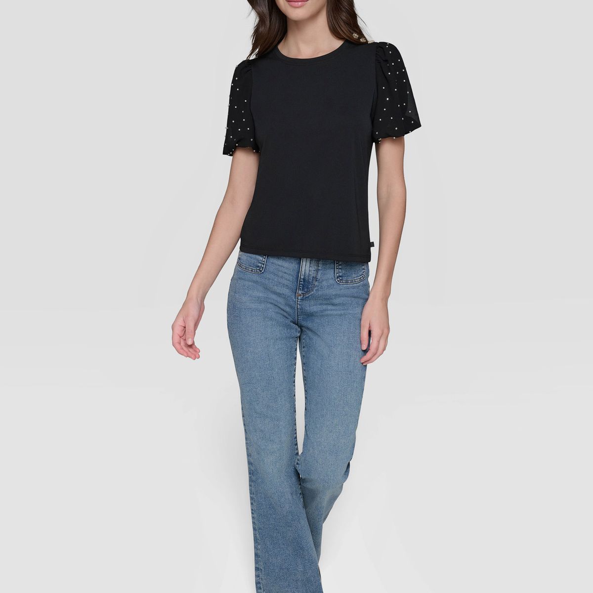 KARL LAGERFELD - Blusa con mangas abullonadas y pedrería