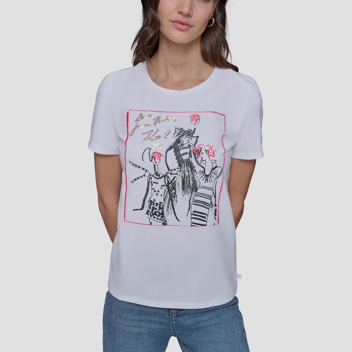KARL LAGERFELD - Polera con boceto de chica