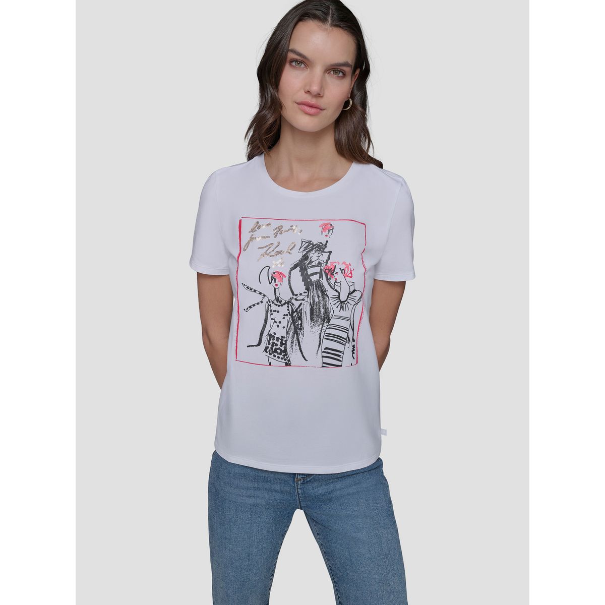 KARL LAGERFELD - Polera con boceto de chica