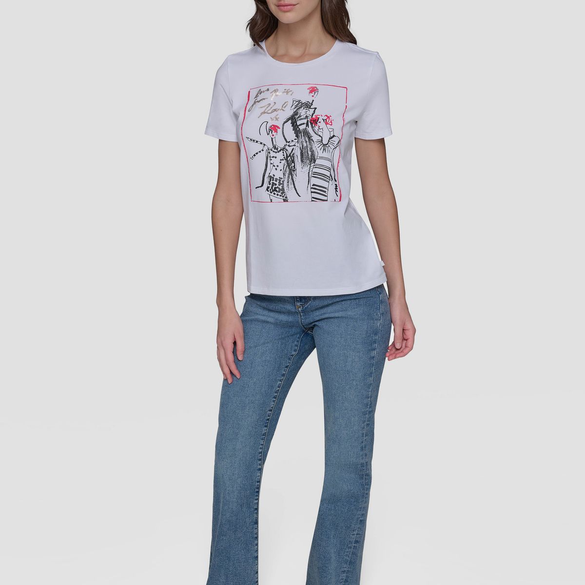 KARL LAGERFELD - Polera con boceto de chica