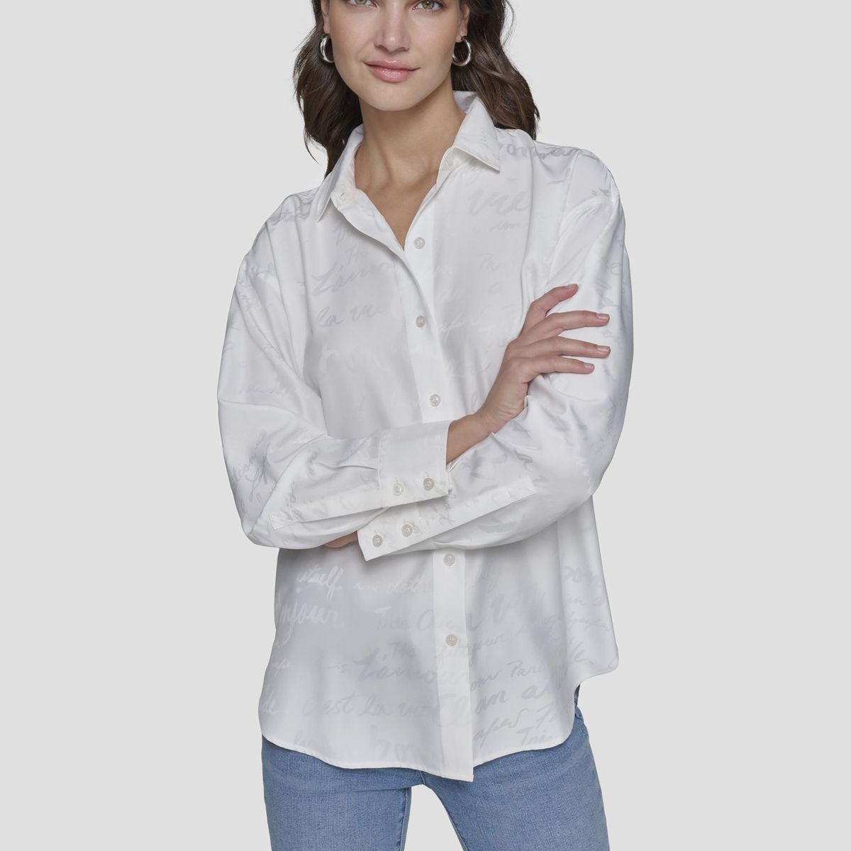 KARL LAGERFELD - Camisa overzise con estampado tonal