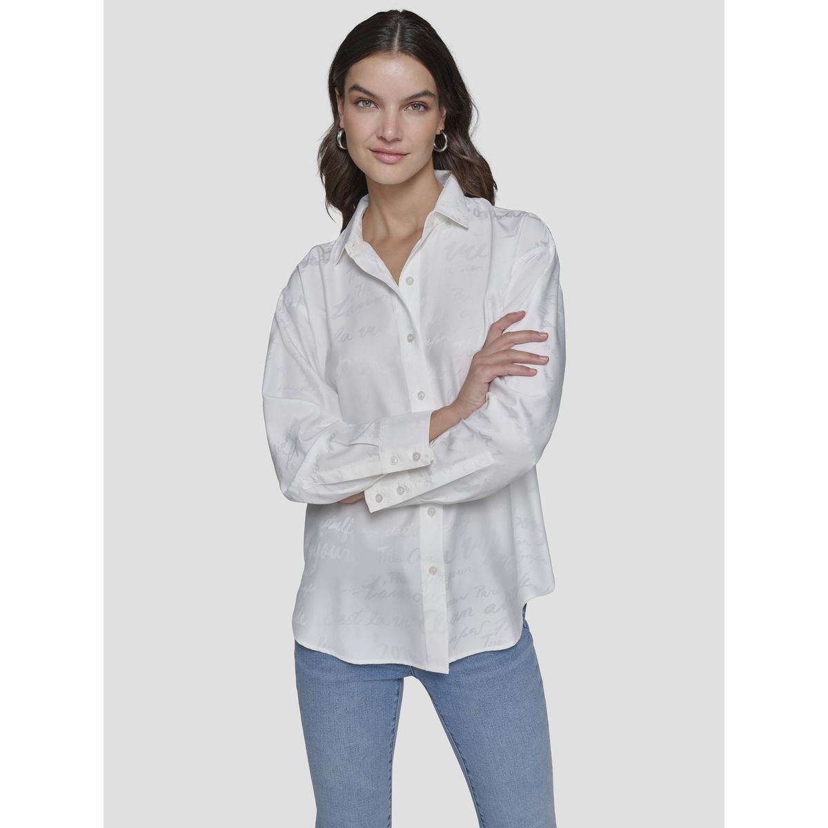 KARL LAGERFELD - Camisa overzise con estampado tonal