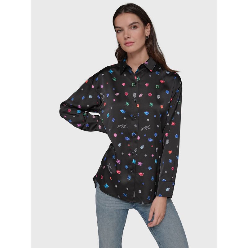 KARL LAGERFELD - Blusa estampada de manga larga