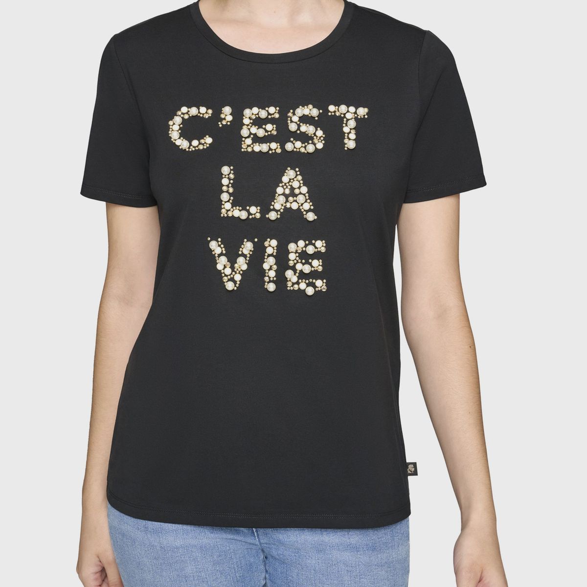 KARL LAGERFELD - Polera con detalle de perla