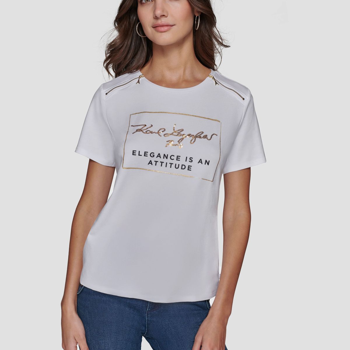 KARL LAGERFELD - Polera con diseño de cremallera en los hombros