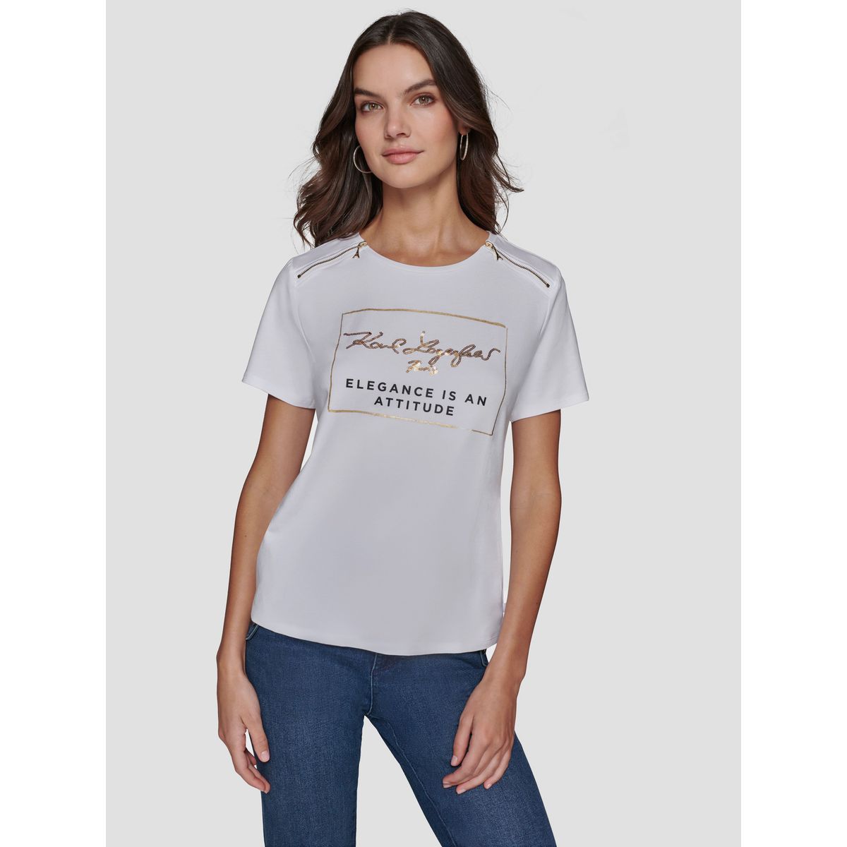 KARL LAGERFELD - Polera con diseño de cremallera en los hombros