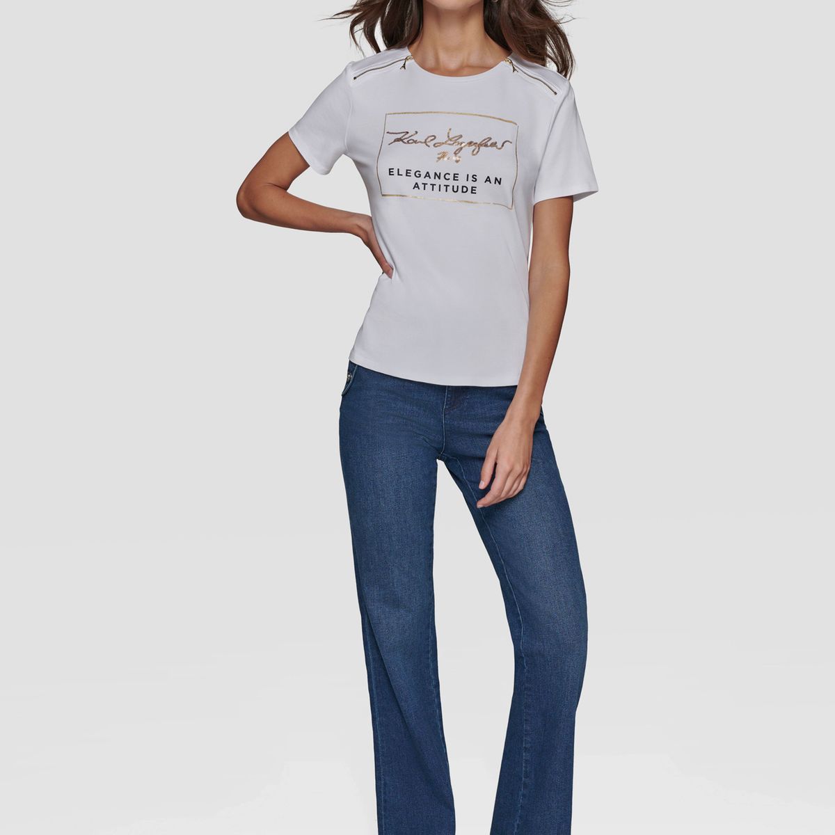 KARL LAGERFELD - Polera con diseño de cremallera en los hombros