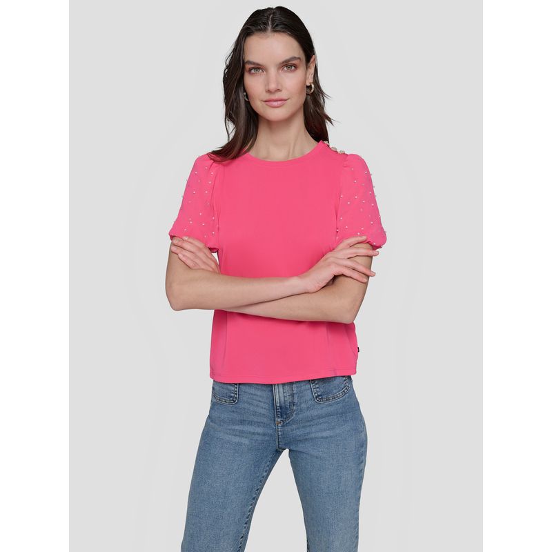 KARL LAGERFELD - Blusa con mangas abullonadas y pedrería