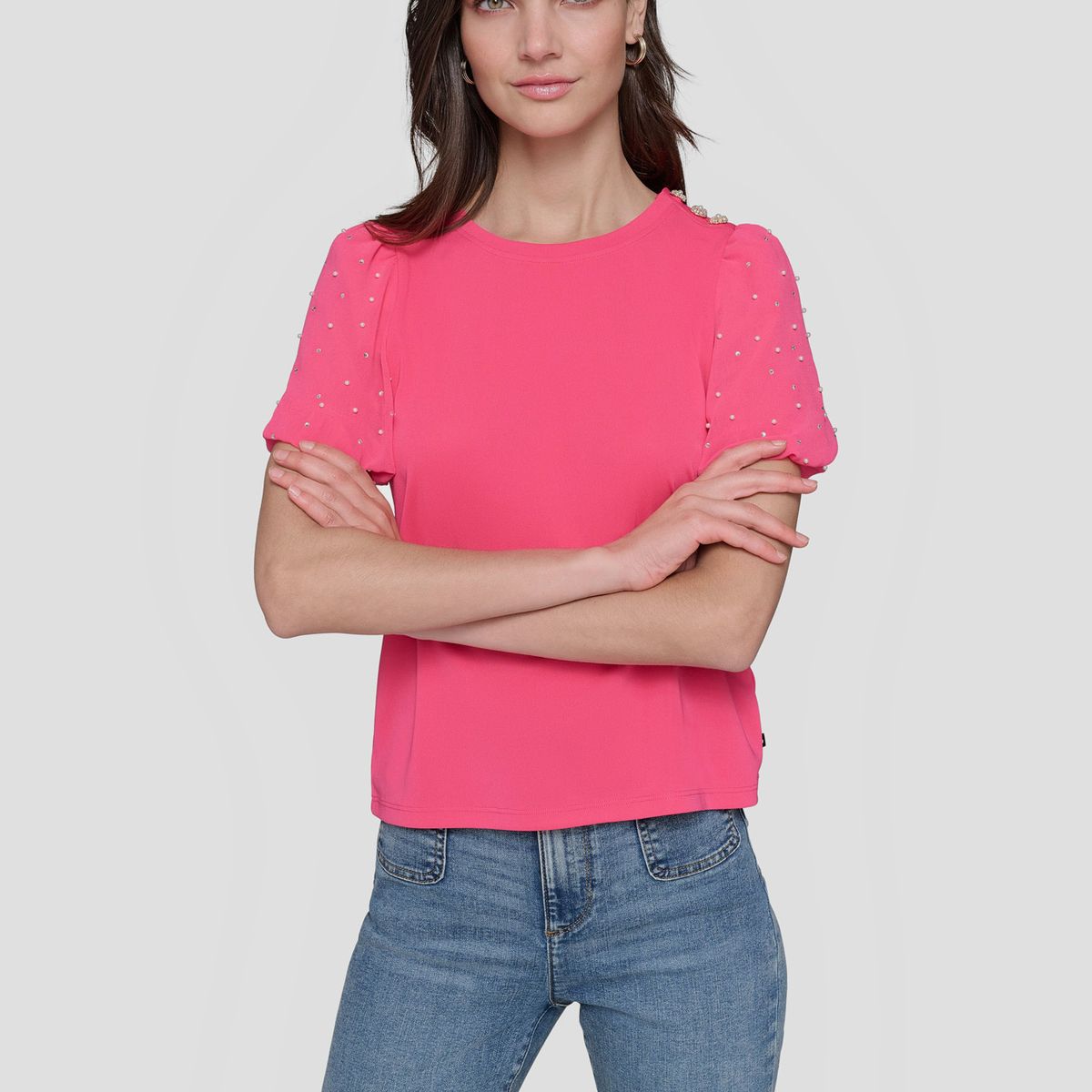 KARL LAGERFELD - Blusa con mangas abullonadas y pedrería