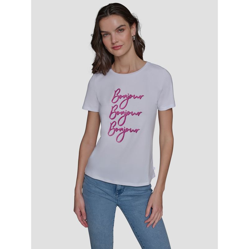 KARL LAGERFELD - Polera con bonjour repetido