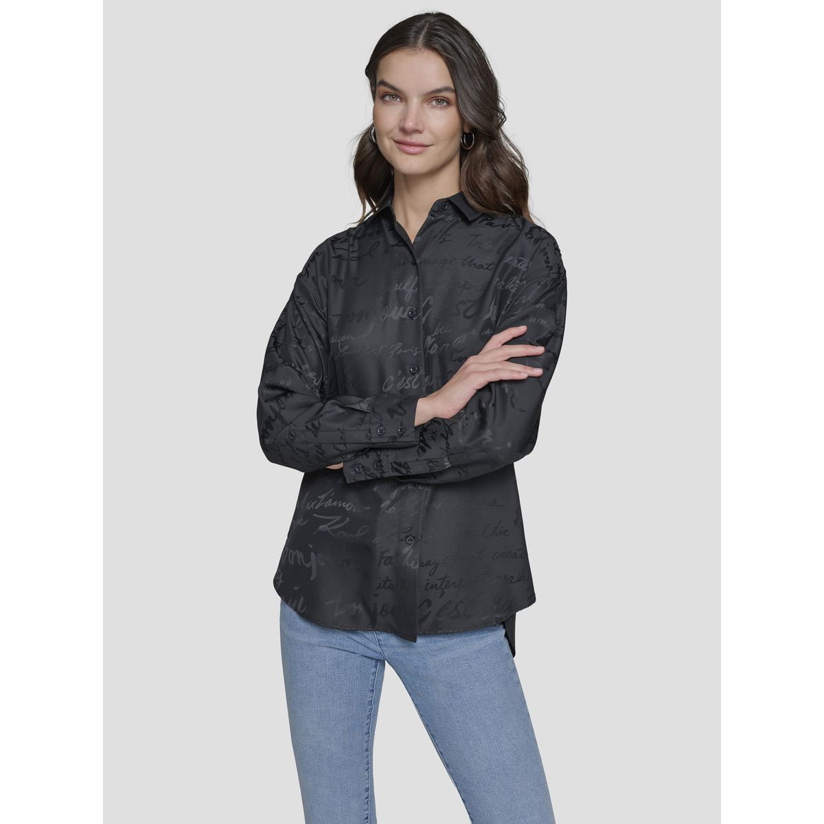 KARL LAGERFELD - Camisa overzise con estampado tonal