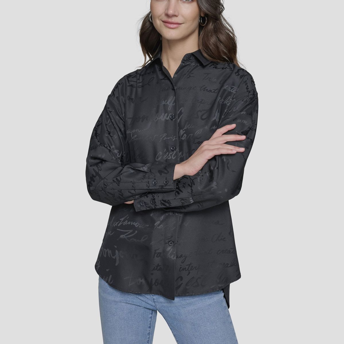 KARL LAGERFELD - Camisa overzise con estampado tonal