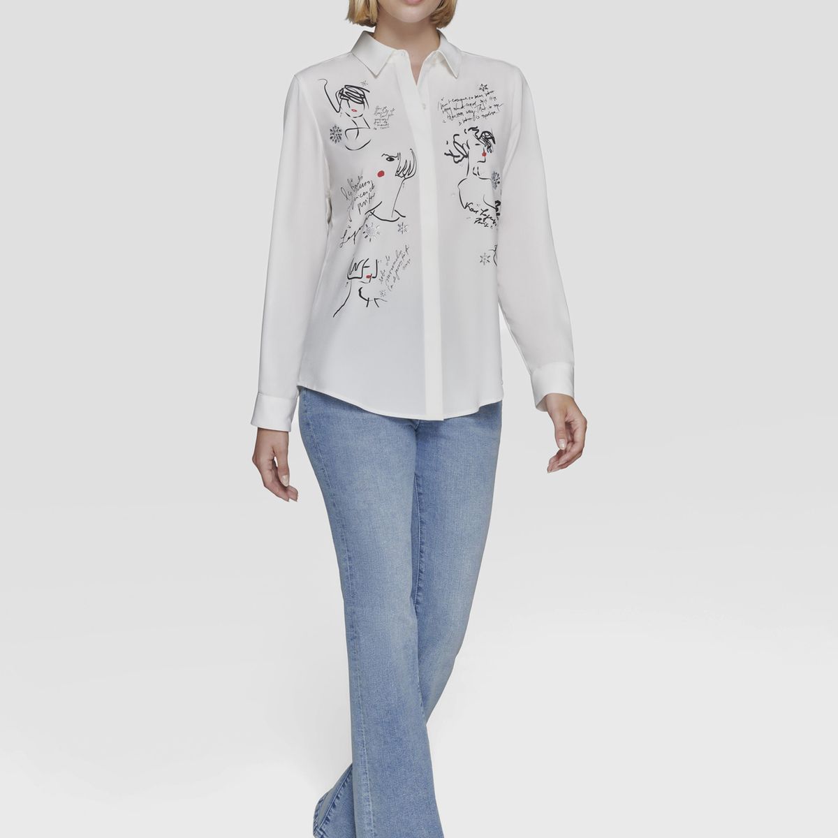 KARL LAGERFELD - Camisa de popelina con dibujo gráfico