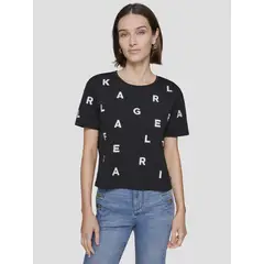 KARL LAGERFELD - Polera con letras dispersas tejidas