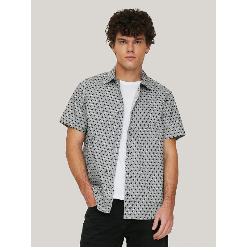 KARL LAGERFELD - Camisa con estampado abstracto y firma
