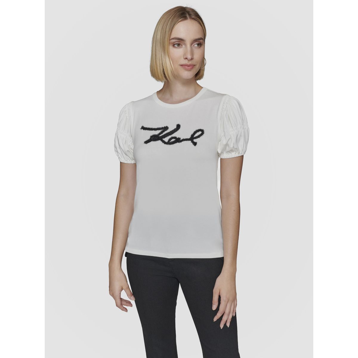 KARL LAGERFELD - Polera con logo afelpado