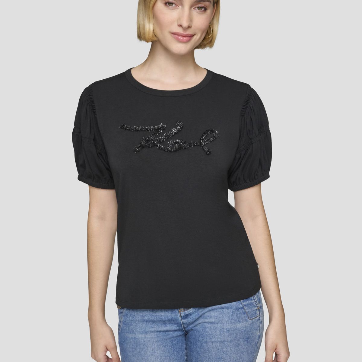 KARL LAGERFELD - Polera con logo afelpado