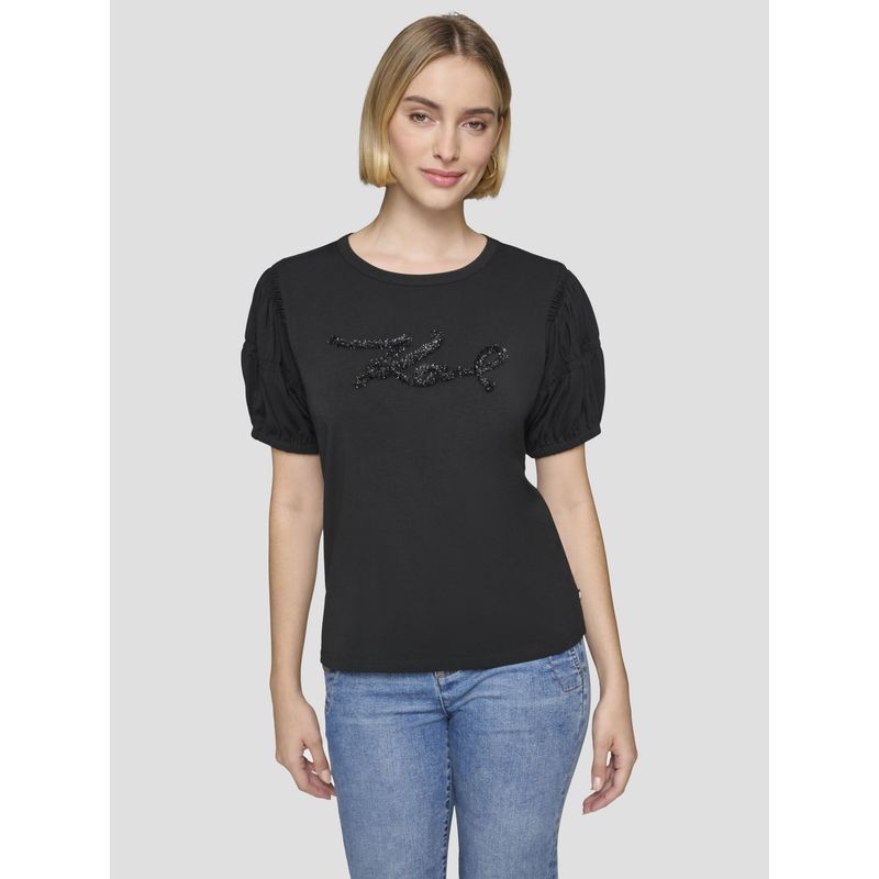 KARL LAGERFELD - Polera con logo afelpado