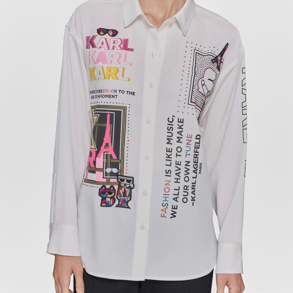 KARL LAGERFELD - Camisa con motif tejido
