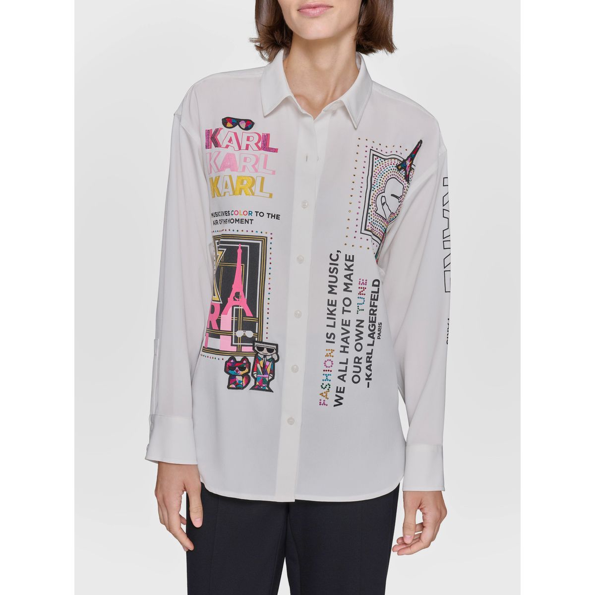 KARL LAGERFELD - Camisa con motif tejido