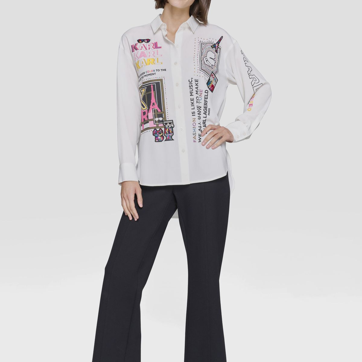 KARL LAGERFELD - Camisa con motif tejido