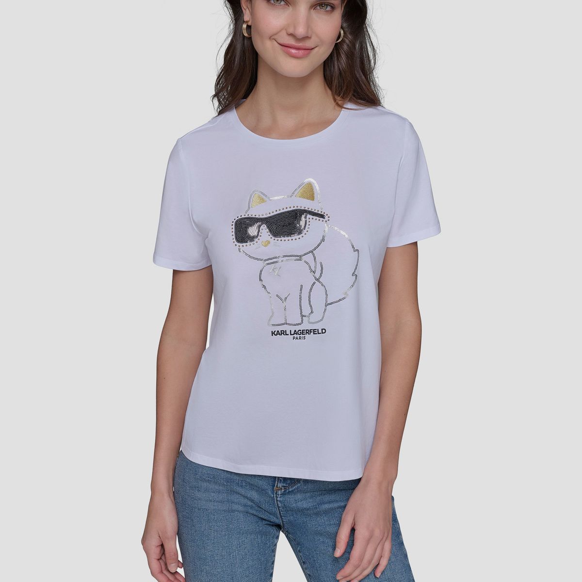 KARL LAGERFELD - Polera choupette con lentejuelas