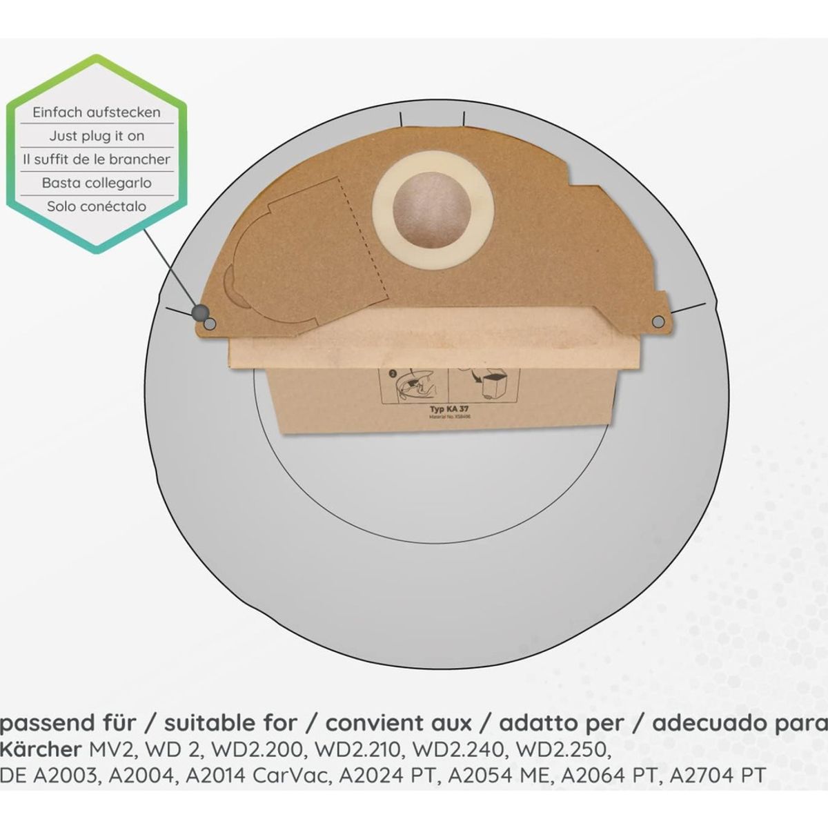 GENERICO - Kit 5 Bolsa De Papel Para Aspiradora Karcher A Wd2  Mv2