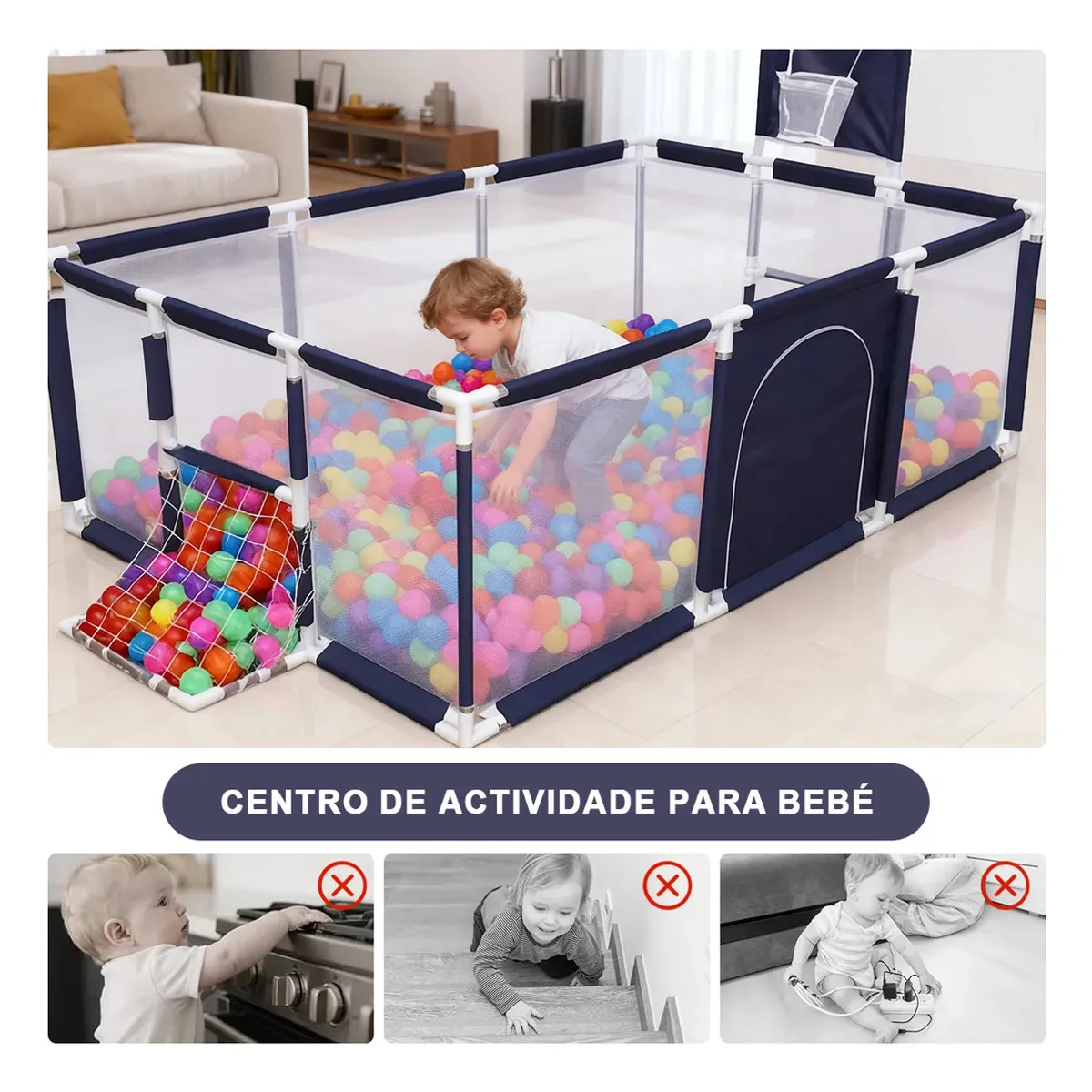 SHOP EHOME BAG - Corral Gimnasio de Juego Bebé con alfombra Basquet y Juegos Verde