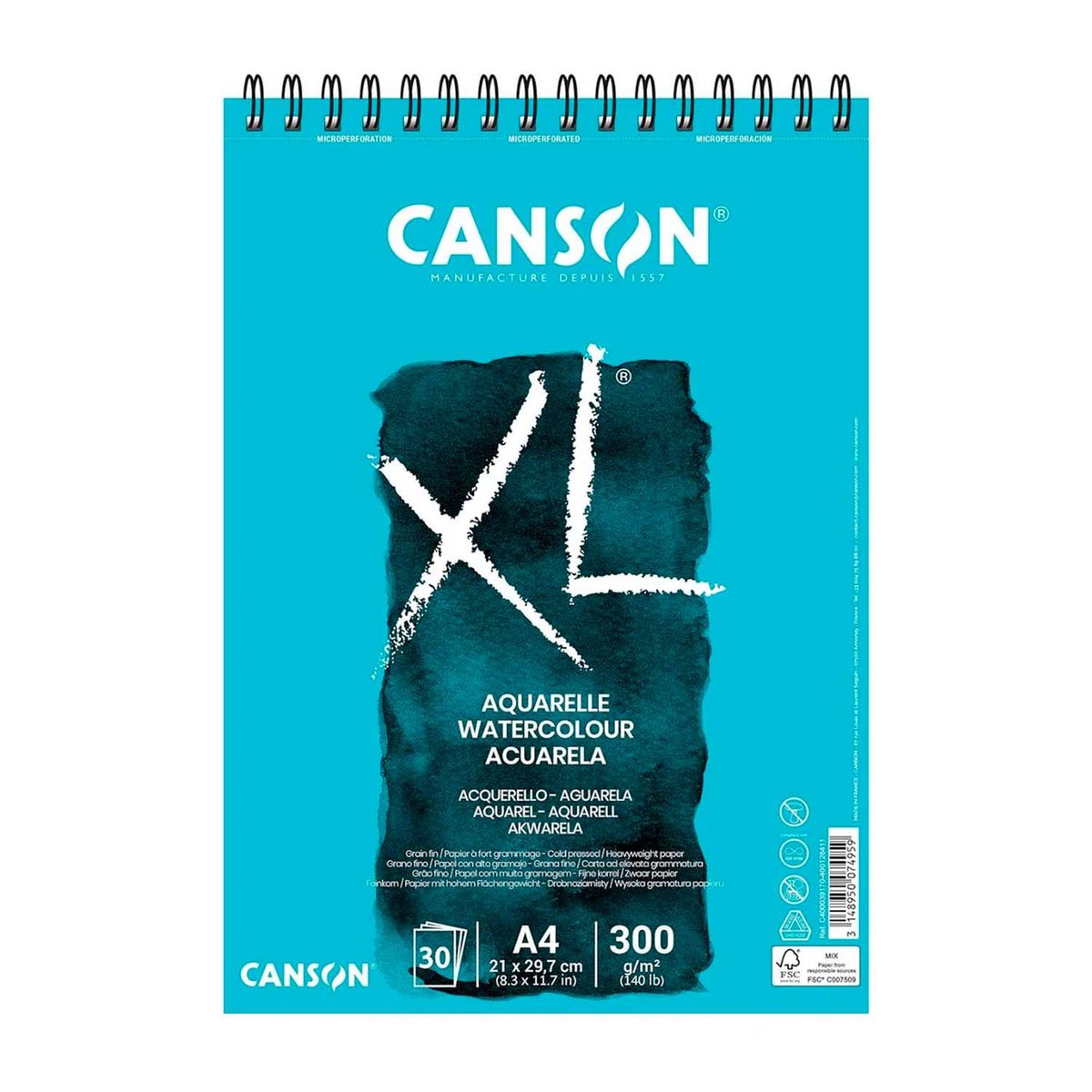 CANSON - Croquera Canson XL Aquarelle 300gr 30 hjs A4 (21x29.7cm)