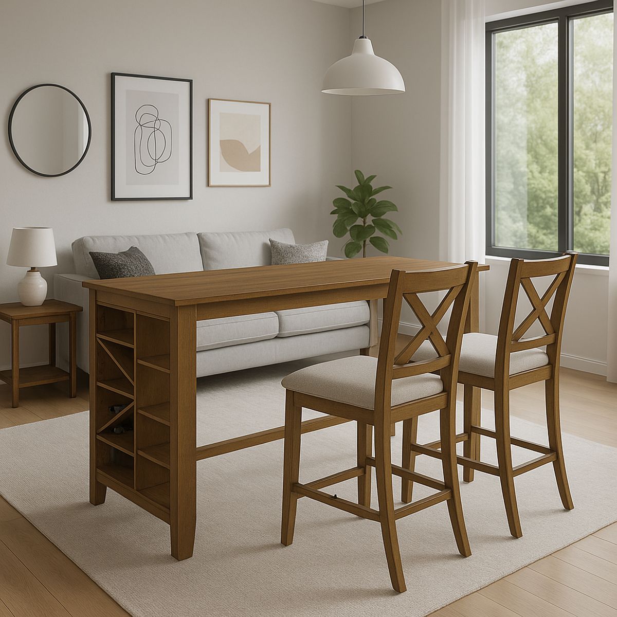 MSA MUEBLES SANTA ANA - Juego Isla 2 Taburetes Mortimer