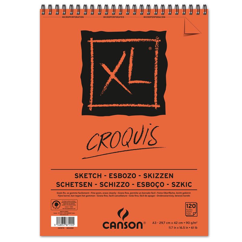 CANSON - Croquera Canson XL Croquis 90gr 120 hjs A3 (29.7x42cm)