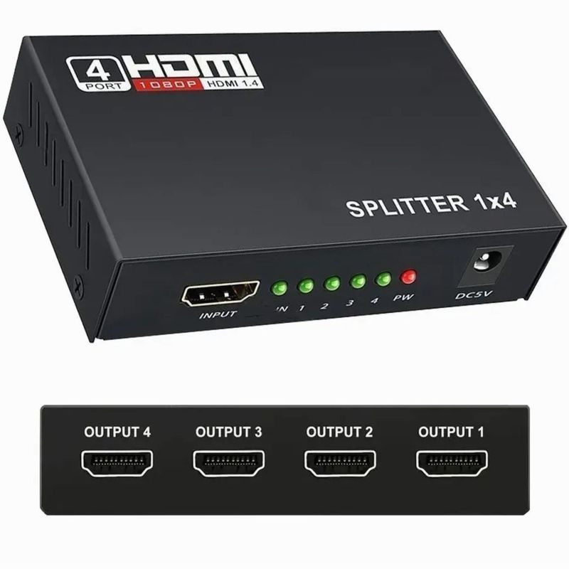 GENERICO - Splitter Adaptador Hdtv 1x4 Activo 1.4 3D Tv Led Lcd 1080p Hd