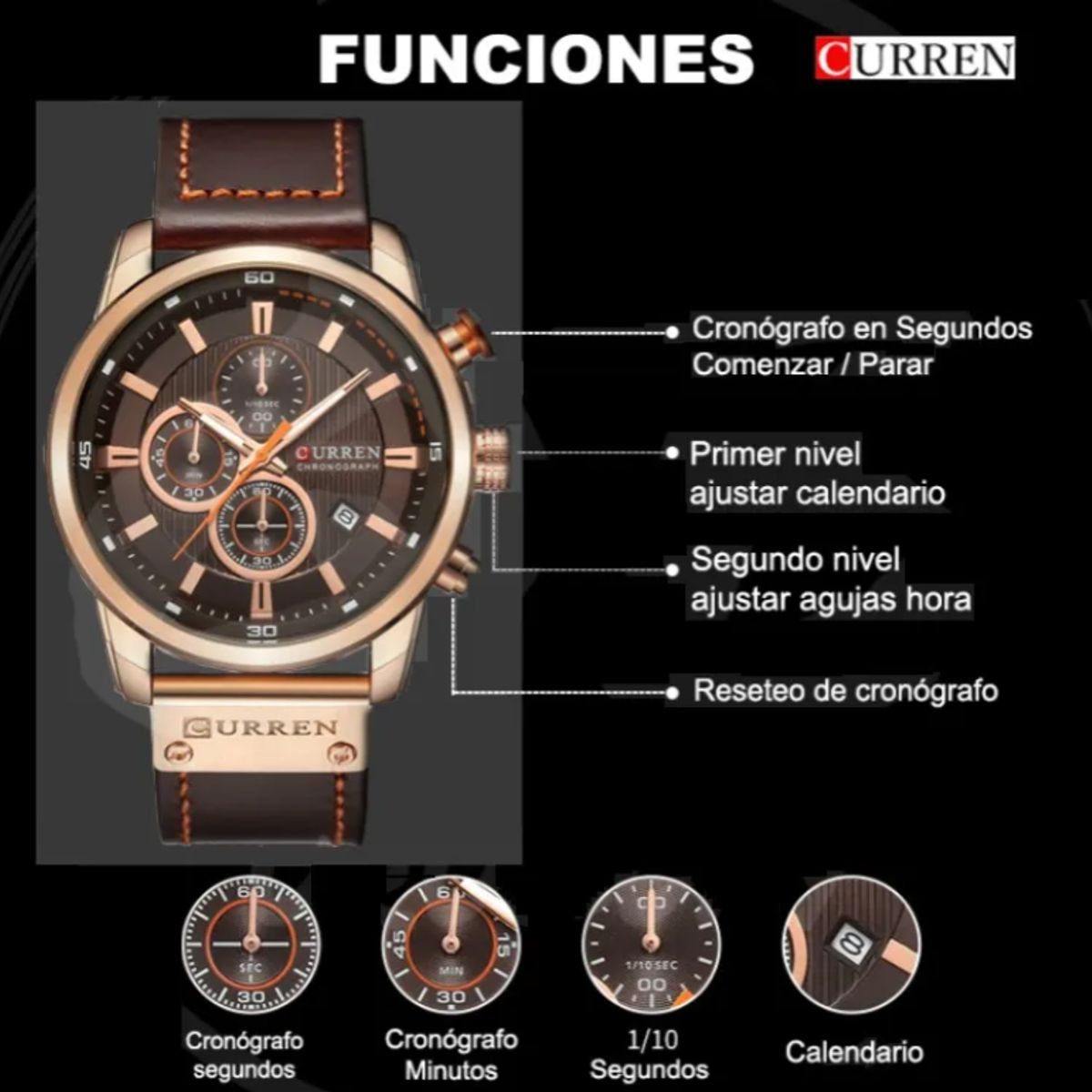 CURREN - Reloj Curren 8291 Hombre Elegante Lujo