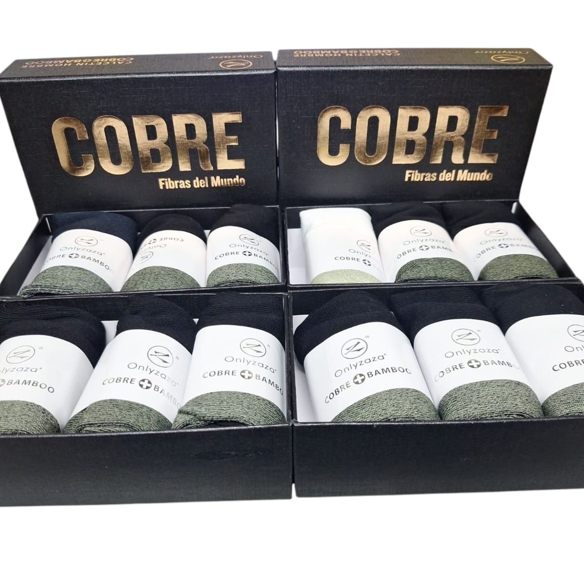 GARSIL - Calcetines Hombre Largo Americano Bambu + Cobre - Docena - Pack Regalo_.