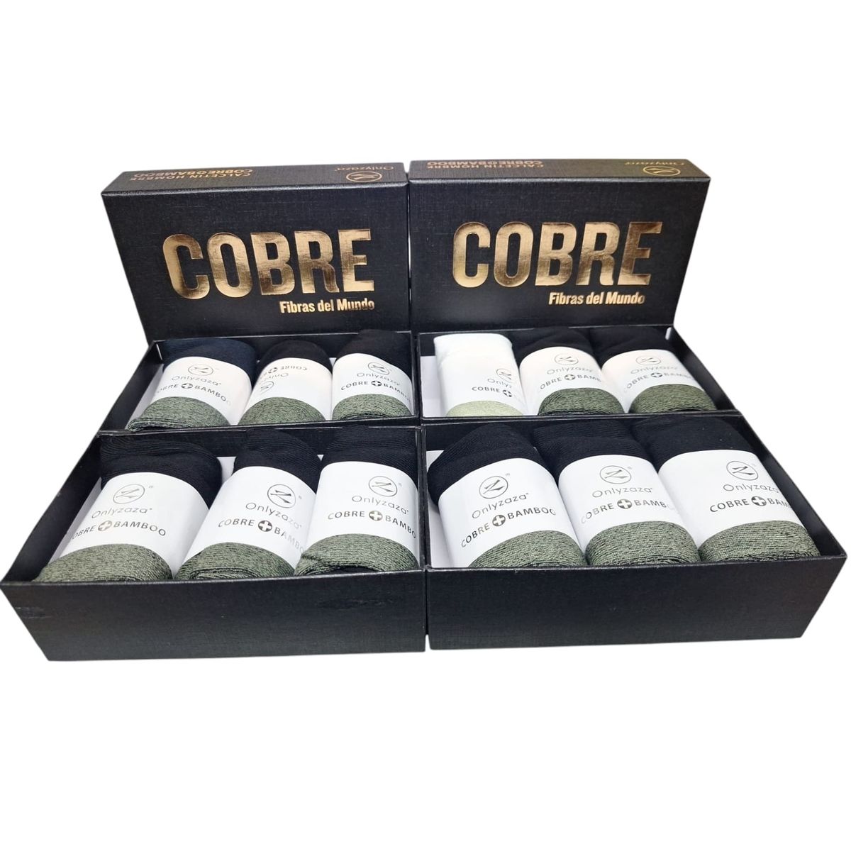 GARSIL - Calcetines Hombre Largo Americano Bambu + Cobre - Docena - Pack Regalo_.