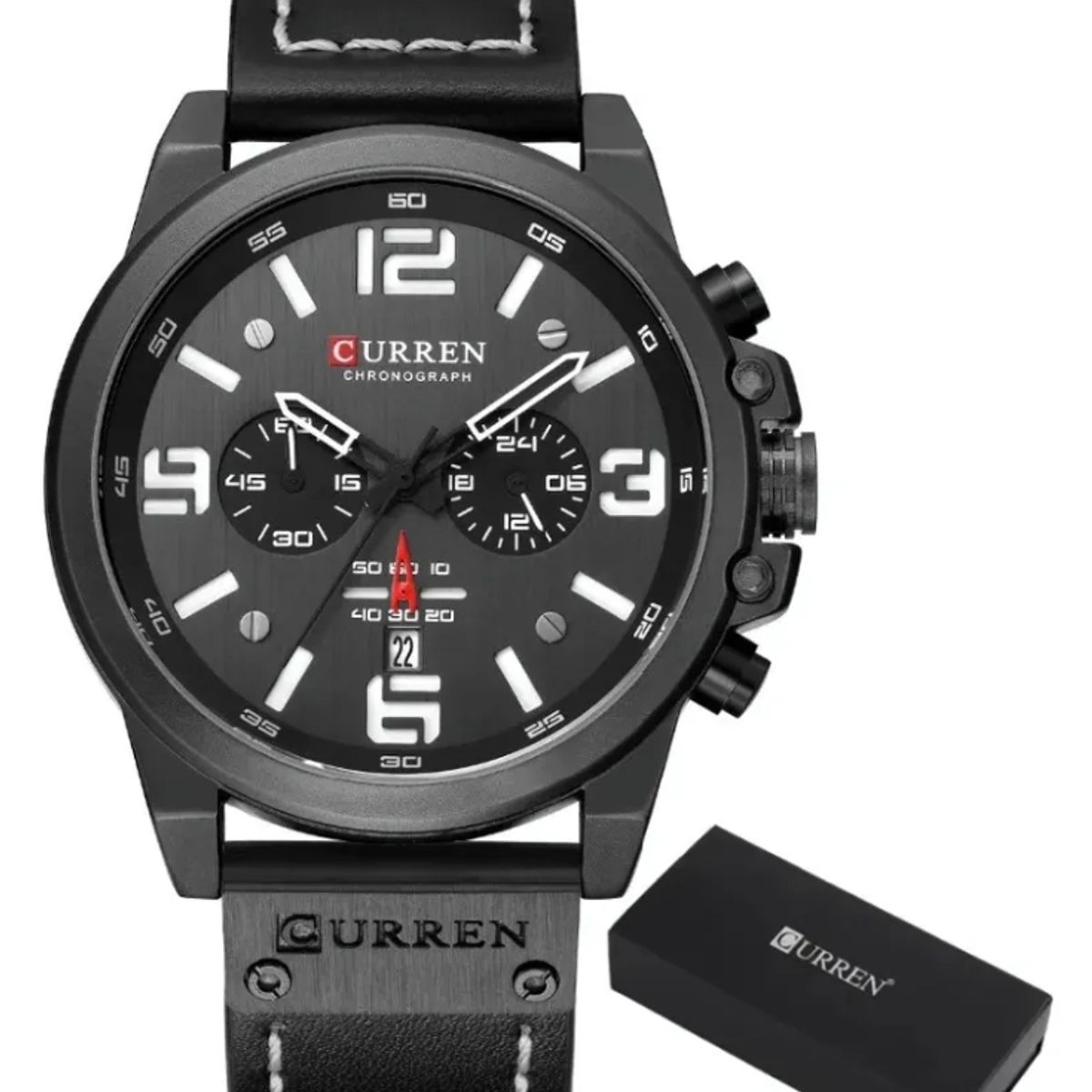 CURREN - Reloj Curren 8314 Hombre Elegante Pulsera Cuero Cuarzo Cronógrafo